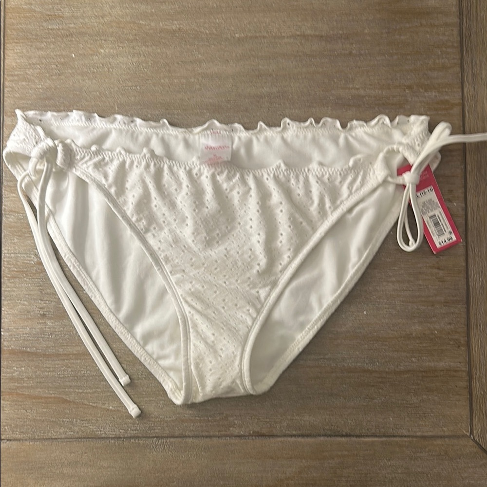 NWT Xilaration Eyelet Low Rise Bikini Bottom with Side Ties, Sz XL